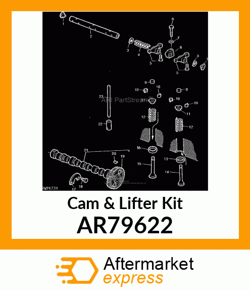 Camshaft - CAMSHAFT WITH GEAR AND KEY AR79622