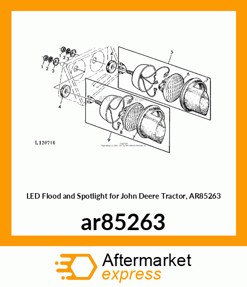 DUAL BEAM HEADLAMP, TRACTOR, RH ar85263