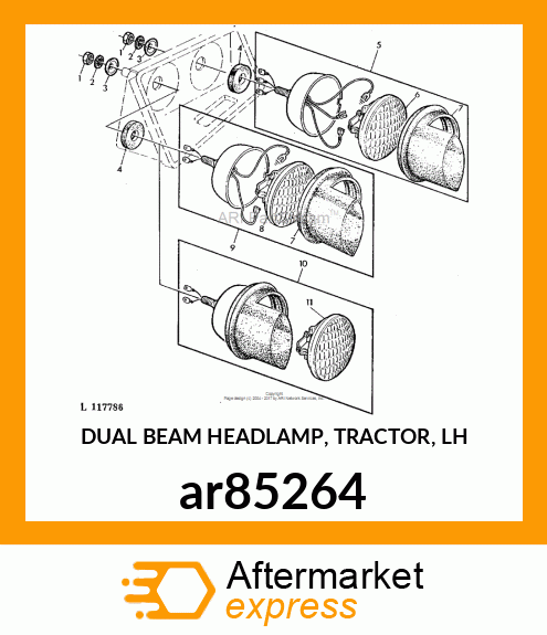 DUAL BEAM HEADLAMP, TRACTOR, LH ar85264