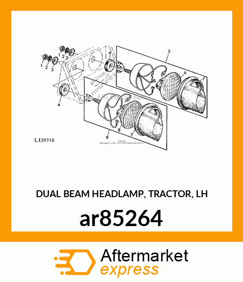 DUAL BEAM HEADLAMP, TRACTOR, LH ar85264