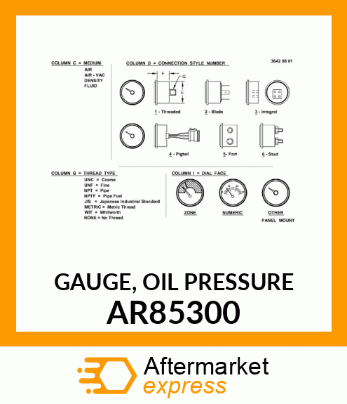 GAUGE, OIL PRESSURE AR85300
