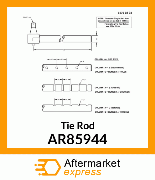 END,TIE ROD,ASSEMBLY,OUTER (PARTS) AR85944