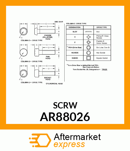 SCREW, SPECIAL, WITH WASHER AR88026