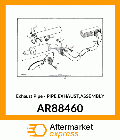 Exhaust Pipe - PIPE,EXHAUST,ASSEMBLY AR88460