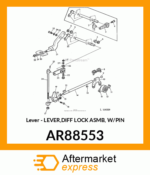 Lever - LEVER,DIFF LOCK ASMB, W/PIN AR88553