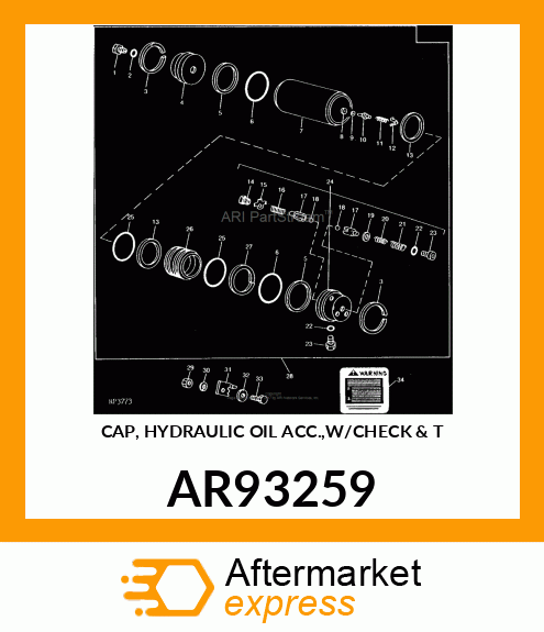 CAP, HYDRAULIC OIL ACC.,W/CHECK amp; T AR93259