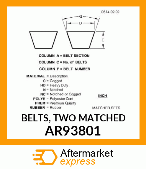 BELTS, TWO MATCHED AR93801
