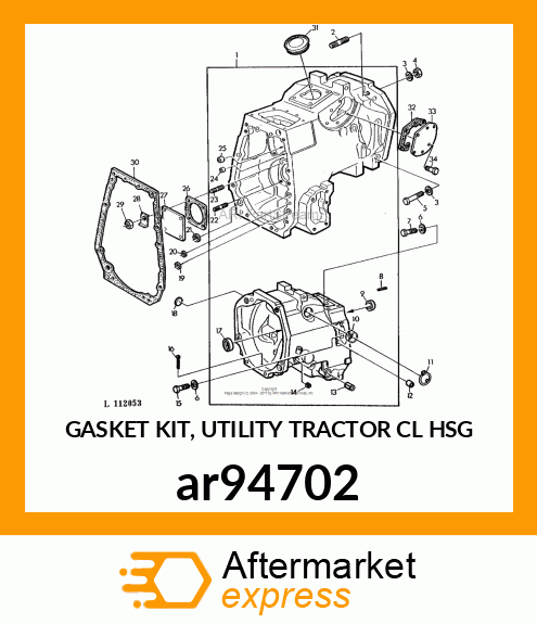 GASKET KIT, UTILITY TRACTOR CL HSG ar94702