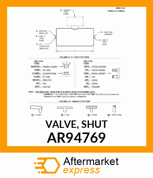 VALVE, SHUT AR94769