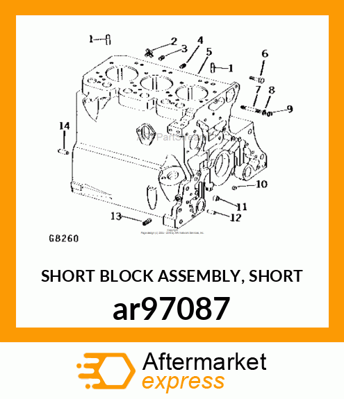 SHORT BLOCK ASSEMBLY, SHORT ar97087