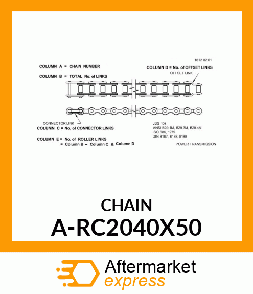 Roller Chain - ROLLER CHAIN, USA A-RC2040X50