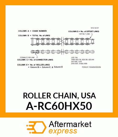 Roller Chain - ROLLER CHAIN, USA A-RC60HX50