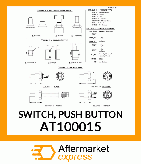 SWITCH, PUSH BUTTON AT100015