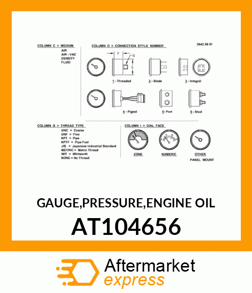 GAUGE,PRESSURE,ENGINE OIL AT104656