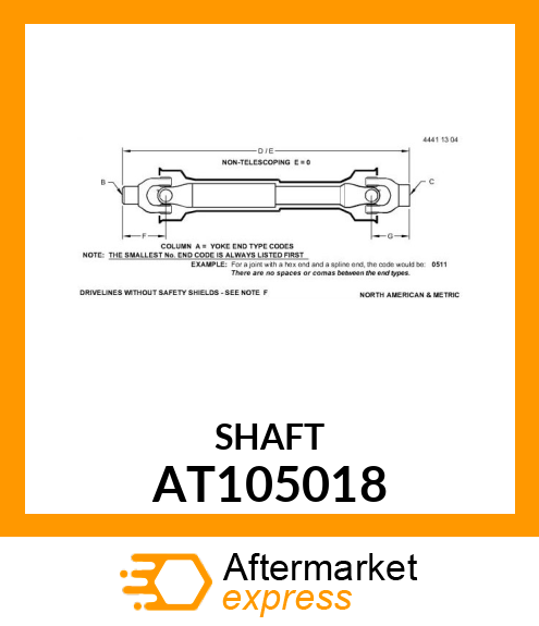 DRIVESHAFT AT105018