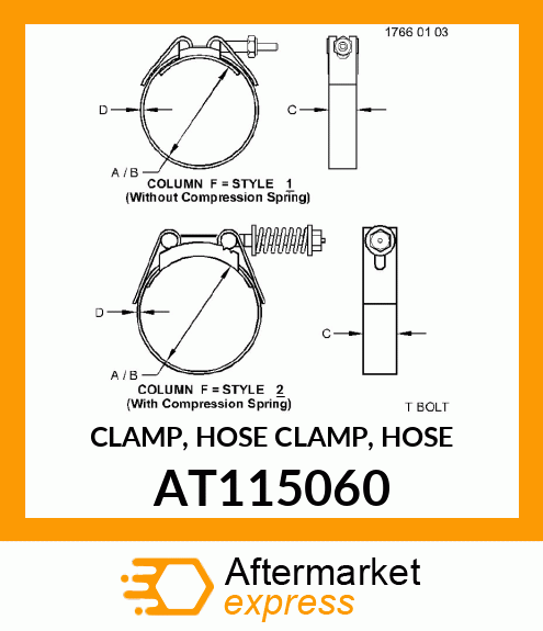 CLAMP, HOSE CLAMP, HOSE AT115060