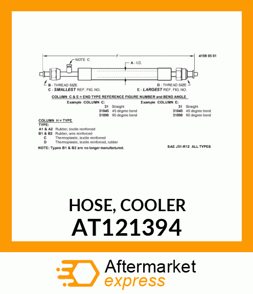 HOSE, COOLER AT121394