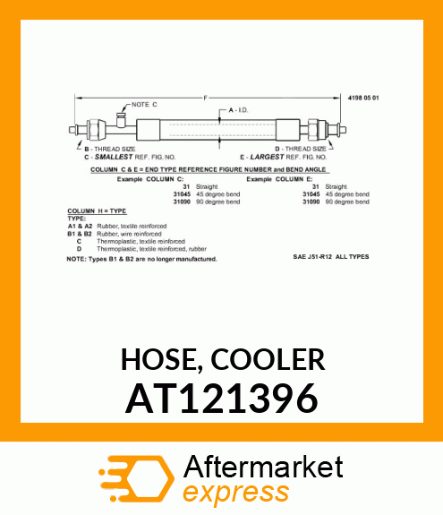 HOSE, COOLER AT121396