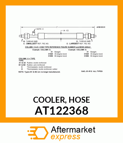 COOLER, HOSE AT122368