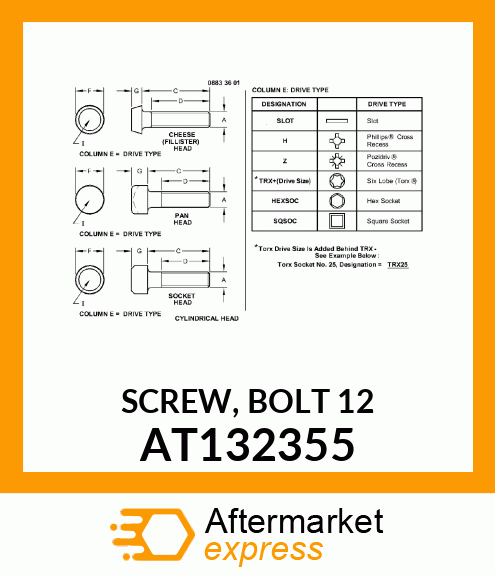 SCREW, BOLT 12 AT132355