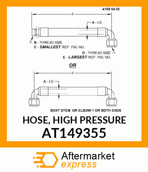 HOSE, HIGH PRESSURE AT149355