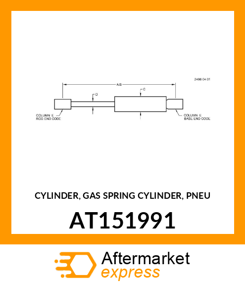 CYLINDER, GAS SPRING CYLINDER, PNEU AT151991