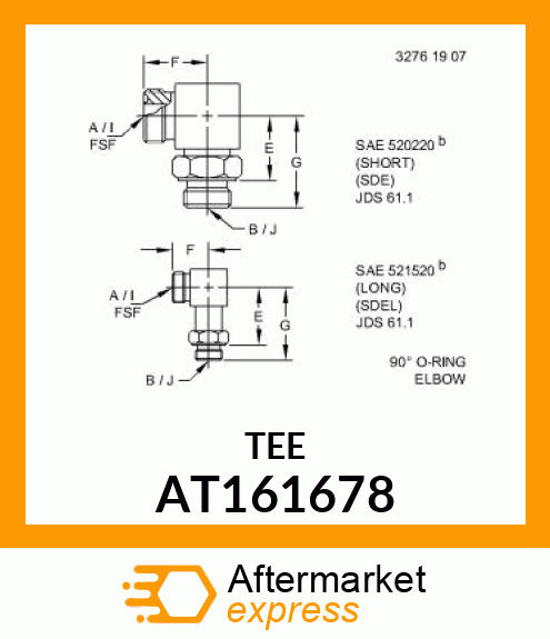 ELBOW, SPECIAL FLAT FACE SEAL AT161678