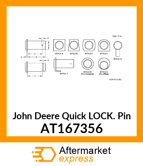 QUICK LOCK PIN, PIN, DRAWBAR AT167356