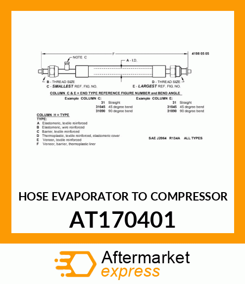 HOSE (EVAPORATOR TO COMPRESSOR) AT170401