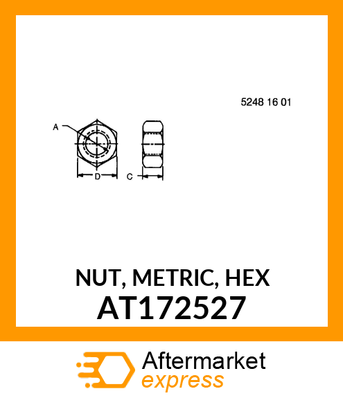 NUT, METRIC, HEX AT172527