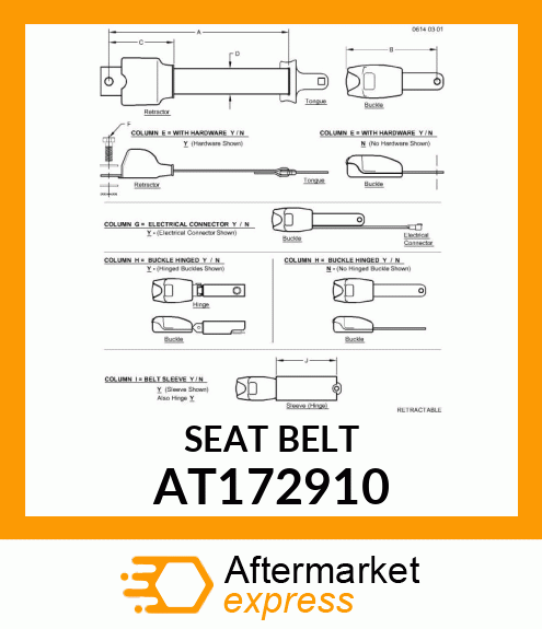 BELT, SEAT 2 AT172910