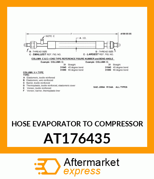 HOSE (EVAPORATOR TO COMPRESSOR) AT176435