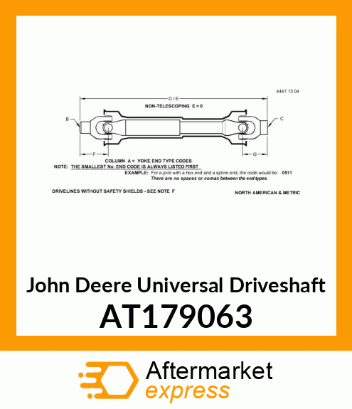 DRIVESHAFT, REAR AT179063