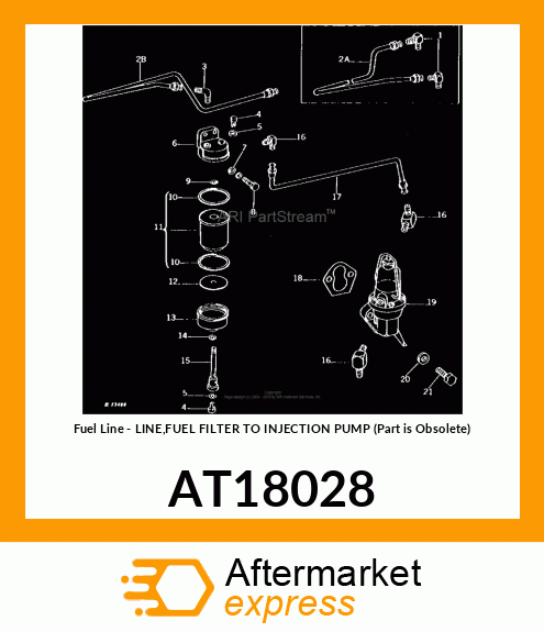 Fuel Line - LINE,FUEL FILTER TO INJECTION PUMP (Part is Obsolete) AT18028