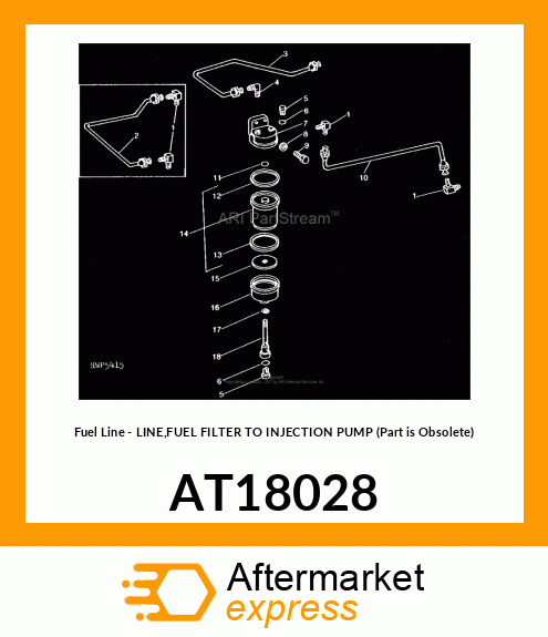 Fuel Line - LINE,FUEL FILTER TO INJECTION PUMP (Part is Obsolete) AT18028