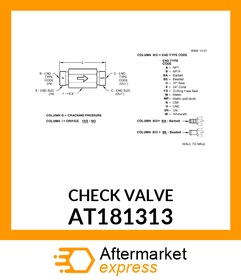 VALVE, CHECK AT181313