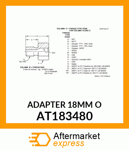 ADAPTER 18MM O AT183480