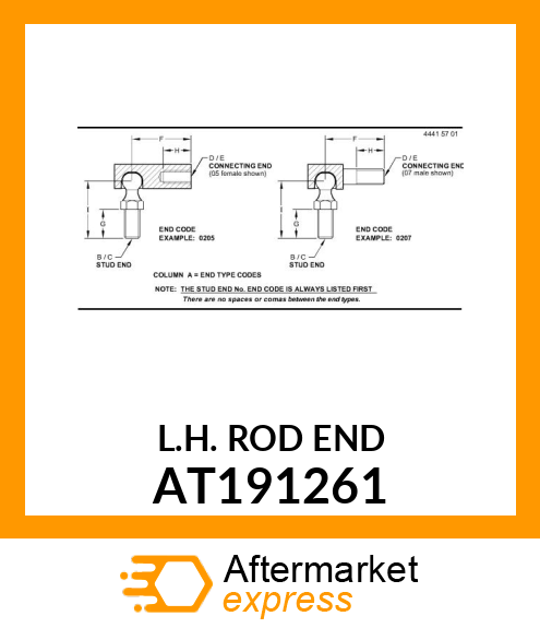 TIE ROD END, TIE ROD END LEFT HAND AT191261