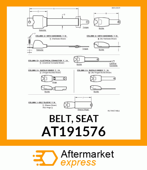 BELT, SEAT AT191576