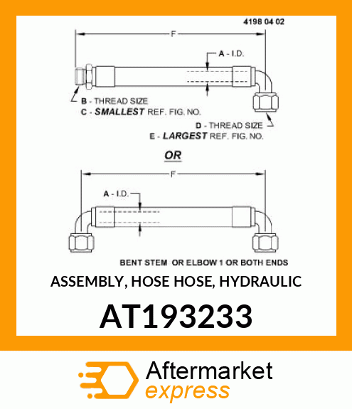 ASSEMBLY, HOSE HOSE, HYDRAULIC AT193233