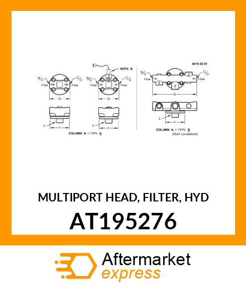 FILTER HEAD, MULTIPORT HEAD, FILTER AT195276