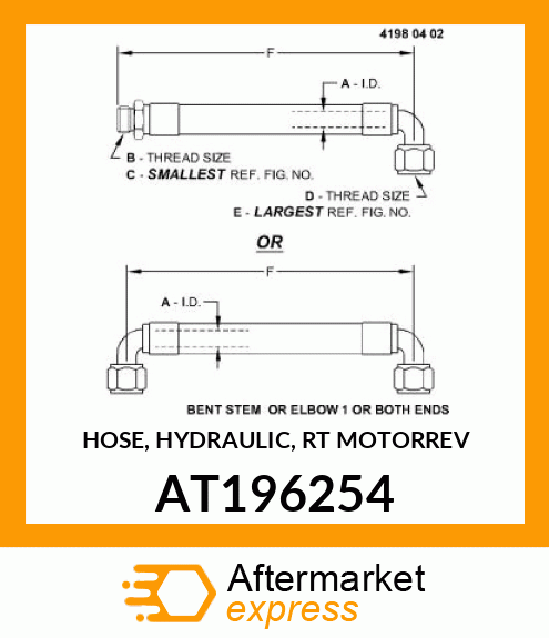 HOSE, HYDRAULIC, RT MOTOR(REV) AT196254