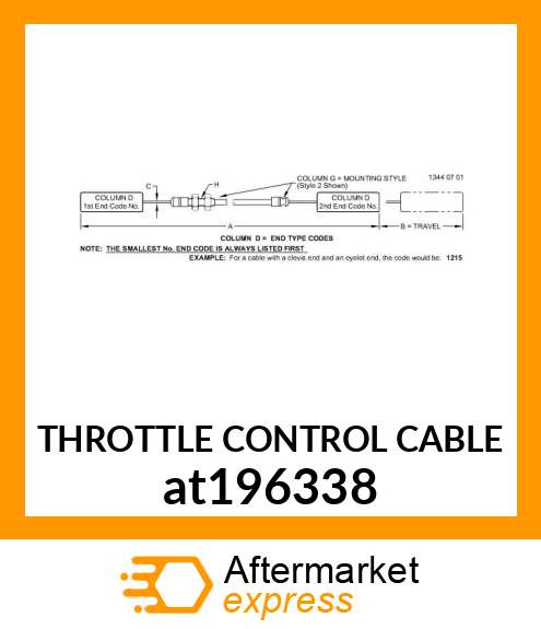 THROTTLE CONTROL CABLE at196338