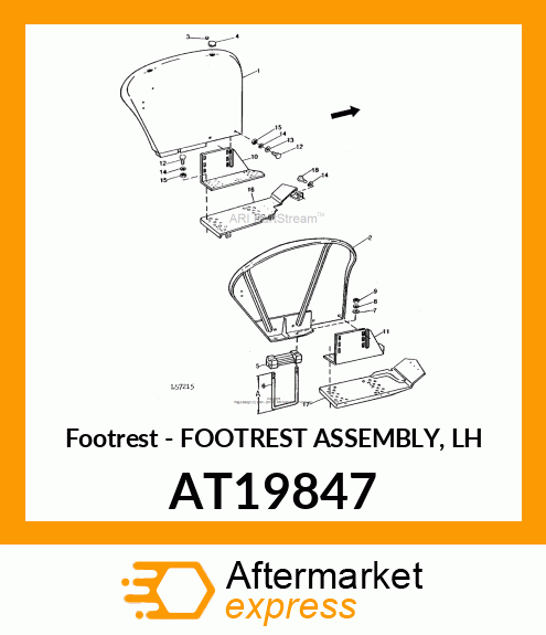 Footrest - FOOTREST ASSEMBLY, LH AT19847