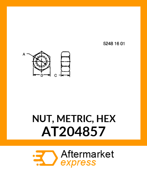 NUT, METRIC, HEX AT204857