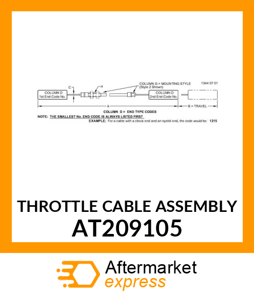 THROTTLE CABLE ASSEMBLY AT209105