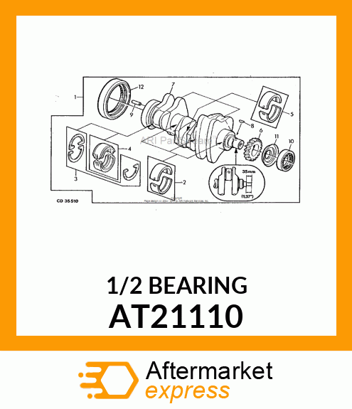 BEARING KIT,.010 UNDERSIZE MAIN CAR AT21110