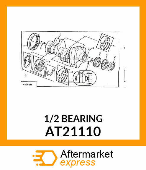 BEARING KIT,.010 UNDERSIZE MAIN CAR AT21110