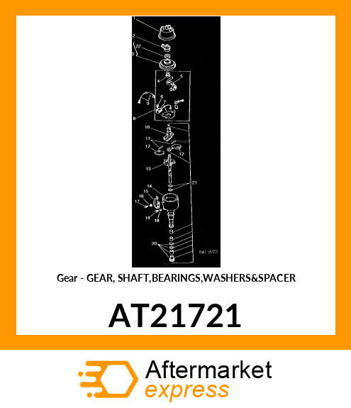 Gear - GEAR, SHAFT,BEARINGS,WASHERS&SPACER AT21721