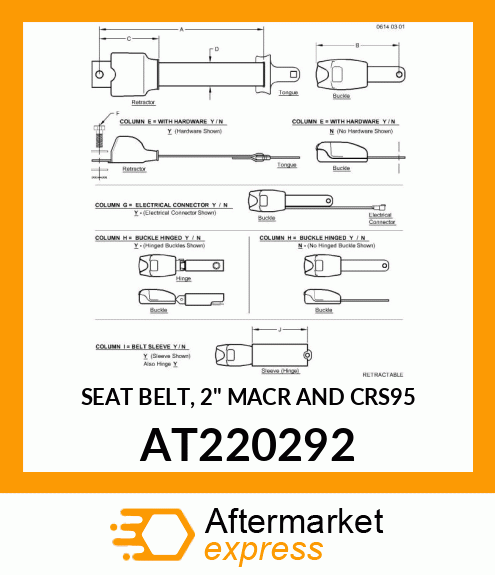 SEAT BELT, 2" MACR AND CRS95 AT220292